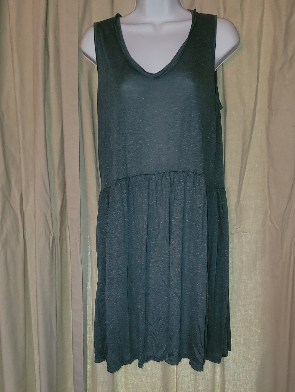 POL Sleeveless V-Neck Mini Dress in Blue Green Grey
